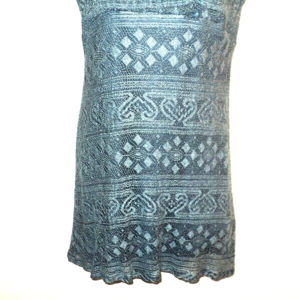 Cloud 8 Dress Women's Size 10 Blue-Gray Crocheted Lace, Lined Cap Sleeve Vintage - Picture 3 of 7